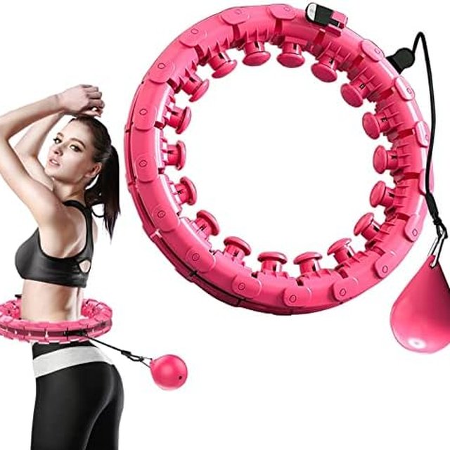 Smart weighted hula hoop ring with detachable knots and gravity ball, ready to use