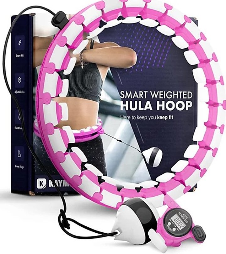 Close-up of silicone massage nodes and magnetic therapy disc on a hula hoop ring